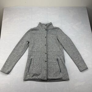Eddie Bauer Women's Fleece Jacket Gray Snap Front Zip Pockets Medium